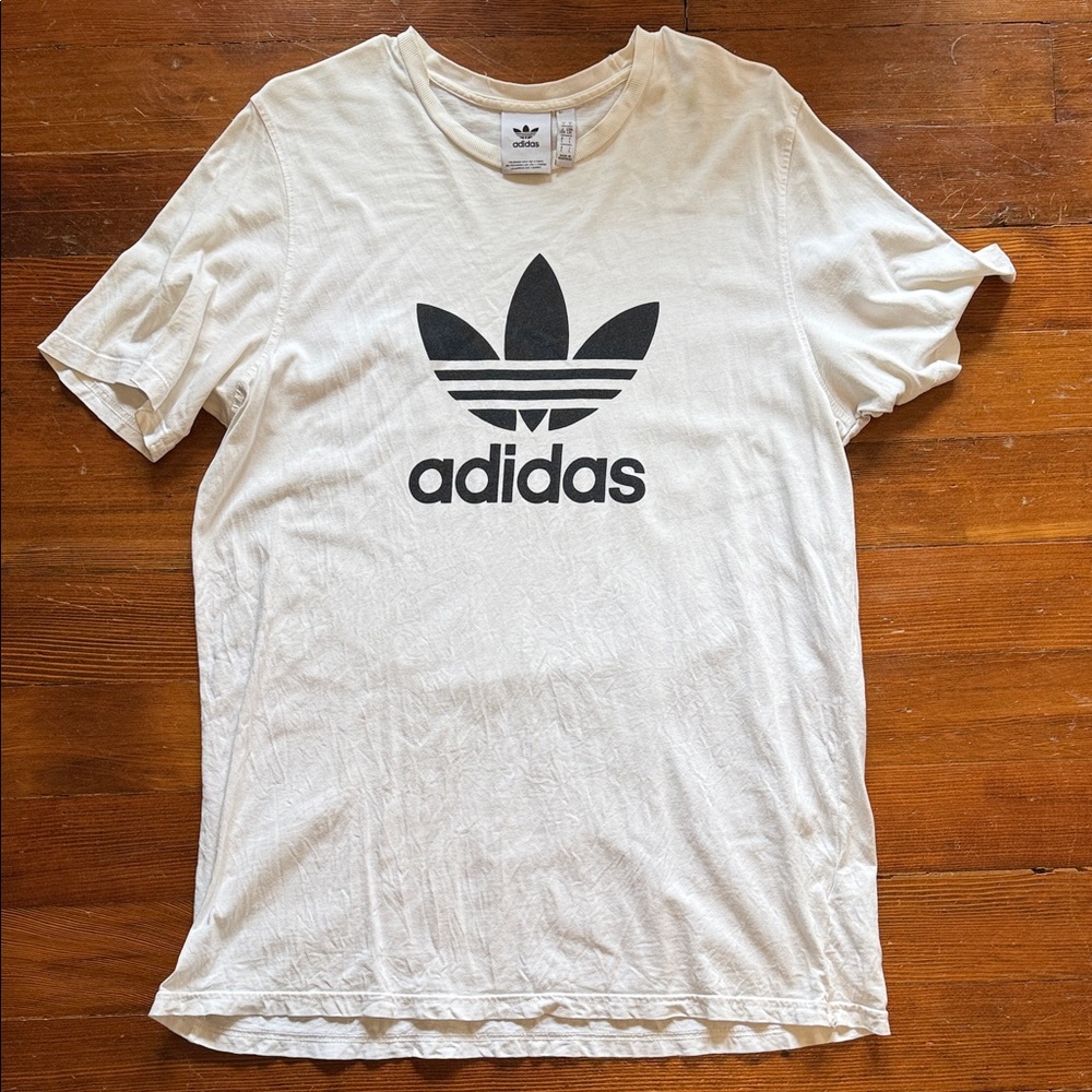 Adidas Men's Cream Tee with Black Logo